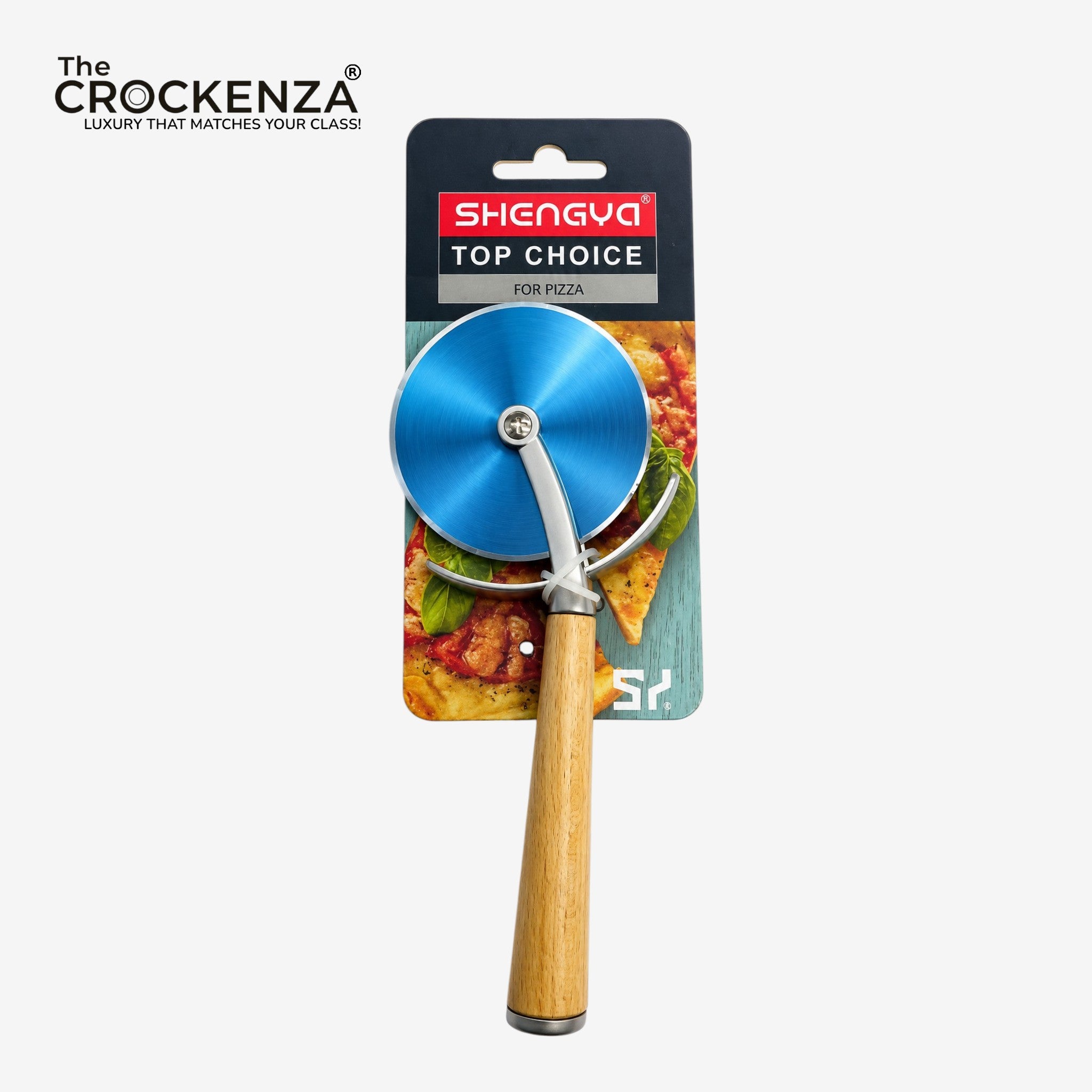 Premium Silver Pizza Cutter with Wooden Handle – Sharp Stainless Steel Pizza Wheel Slicer