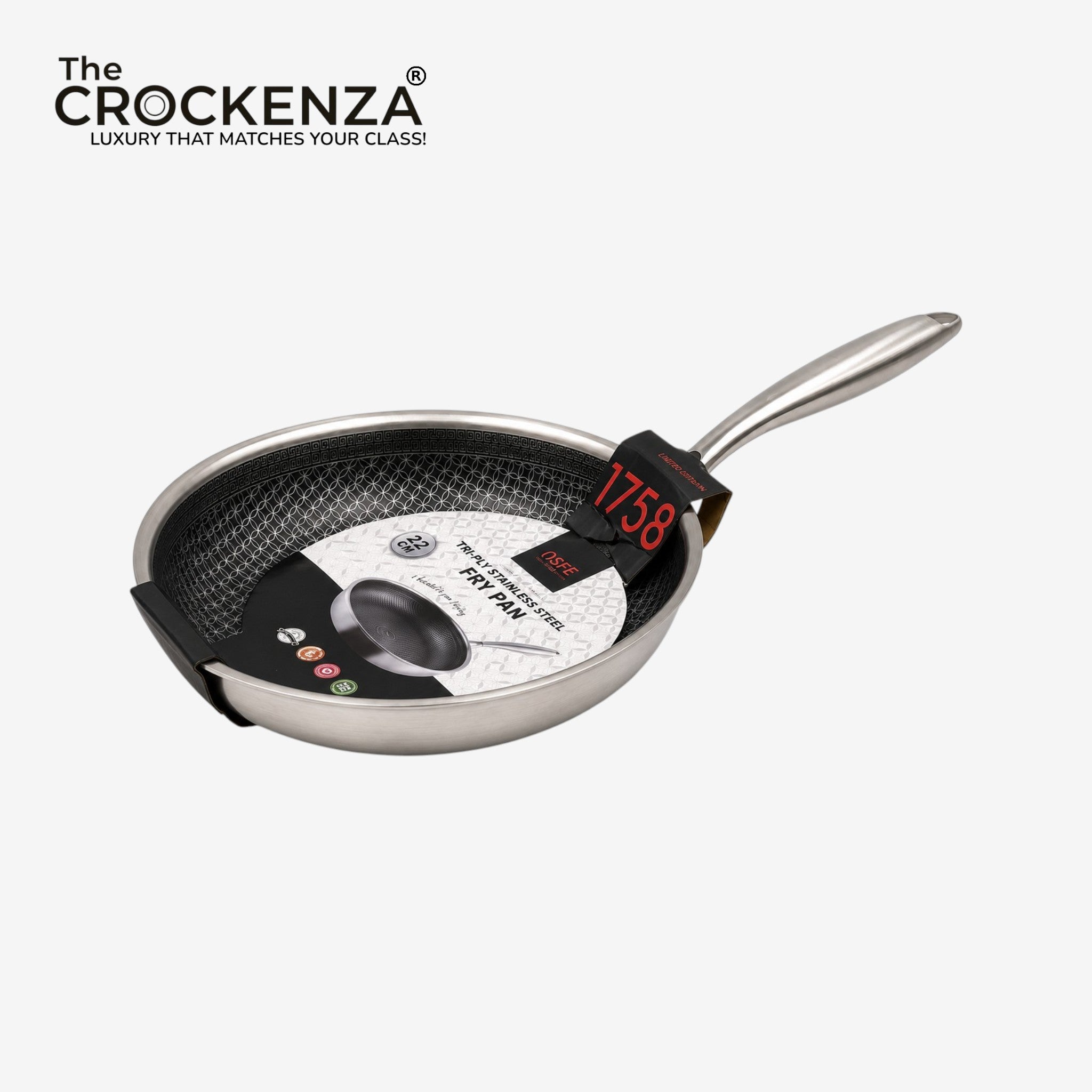 OSFE 22cm Tri-Ply Stainless Steel Fry Pan – Premium Patterned Cooking Pan