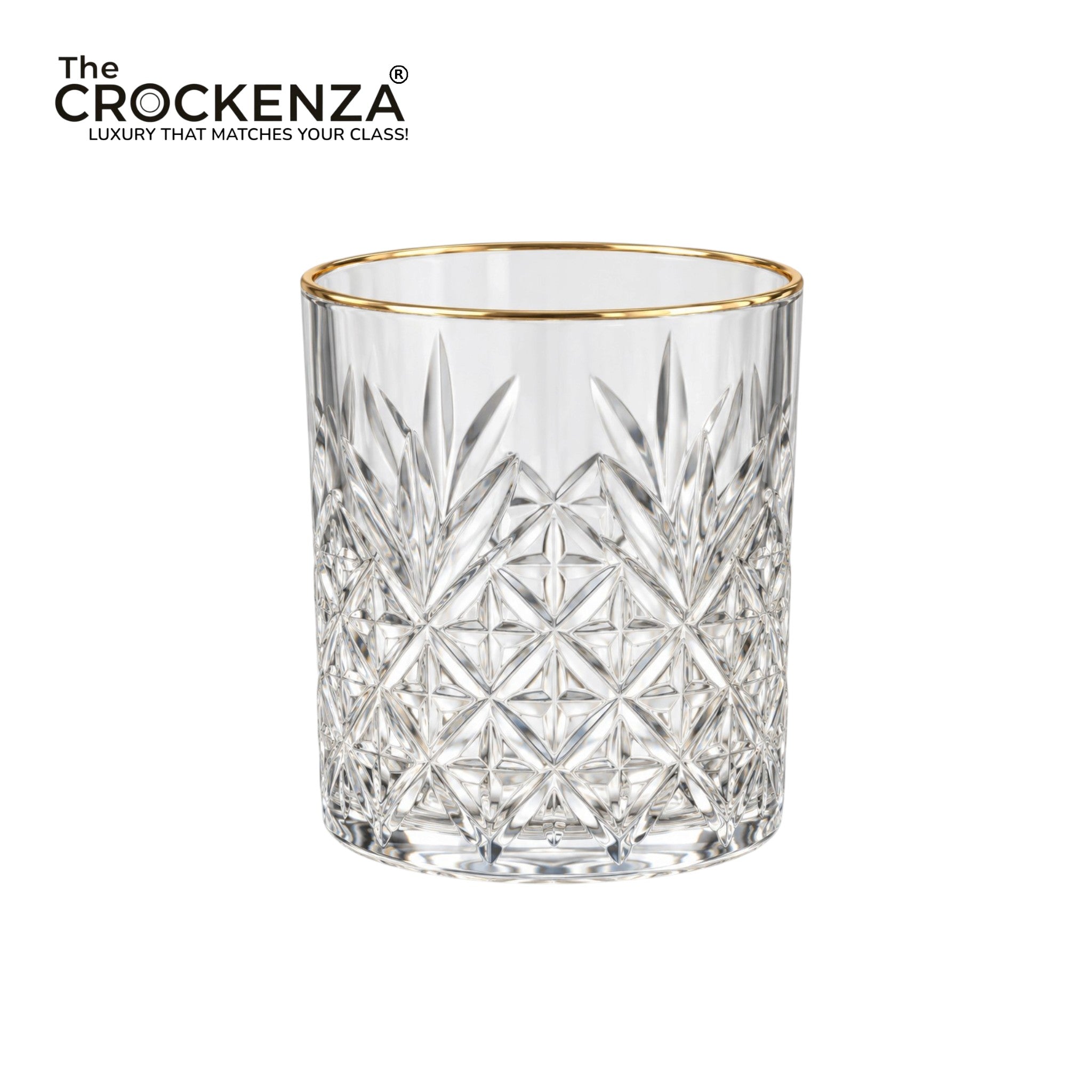 Luxury Gold Rim Drinking Glass Set – 6 Piece Decorative Juice & Water Tumblers