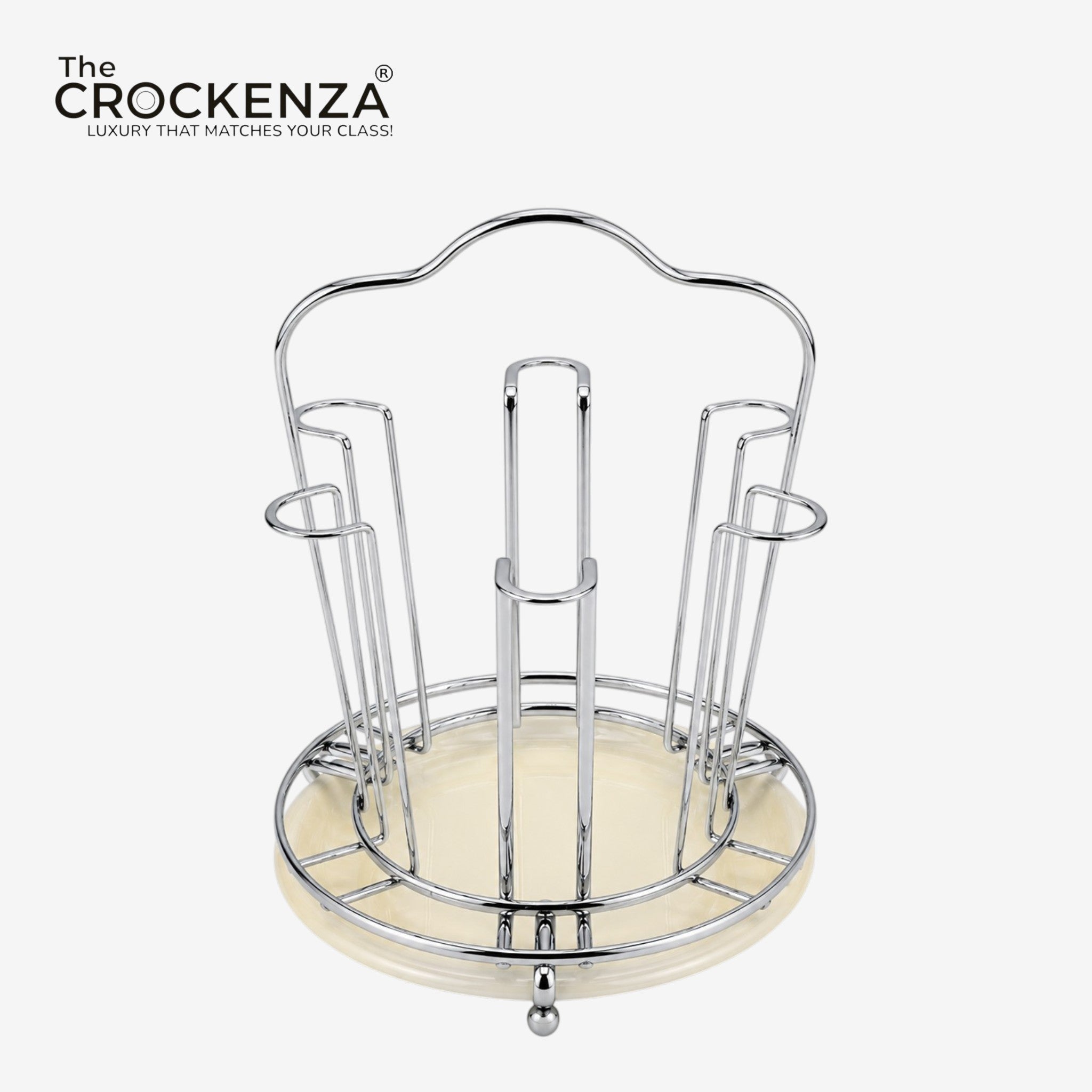 Luxury Gold Rotating Glass Holder Stand with Marble Base | Premium 6-Glass Organizer