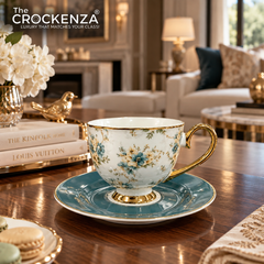 Johnson Bros Inspired 12-Piece Floral Cups & Saucers Set –Elegant for Home, Guests & Gifting
