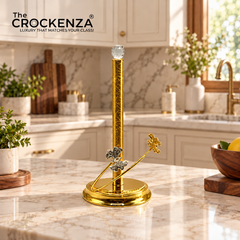 Luxury Gold Tissue Roll Holder Stand – Floral Kitchen Paper Towel Holder