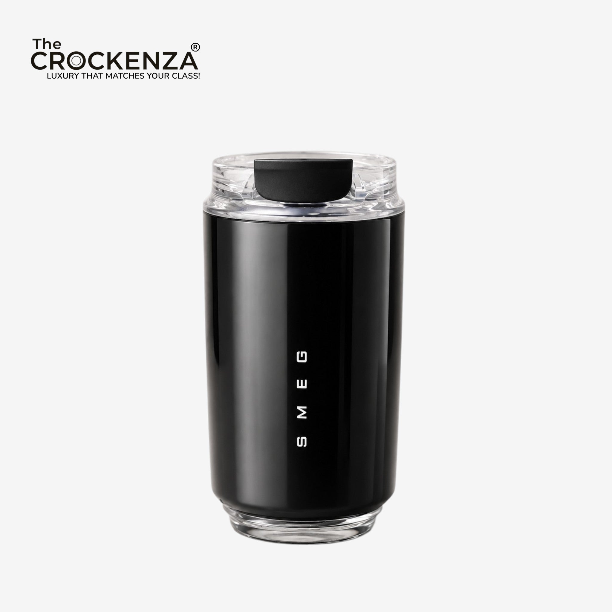 SMEG Style Premium Stainless Steel Travel Tumbler – Leak-Proof Coffee Cup with Clear Lid | Black 320ML