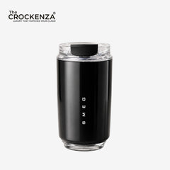 SMEG Style Premium Stainless Steel Travel Tumbler – Leak-Proof Coffee Cup with Clear Lid | Black 320ML