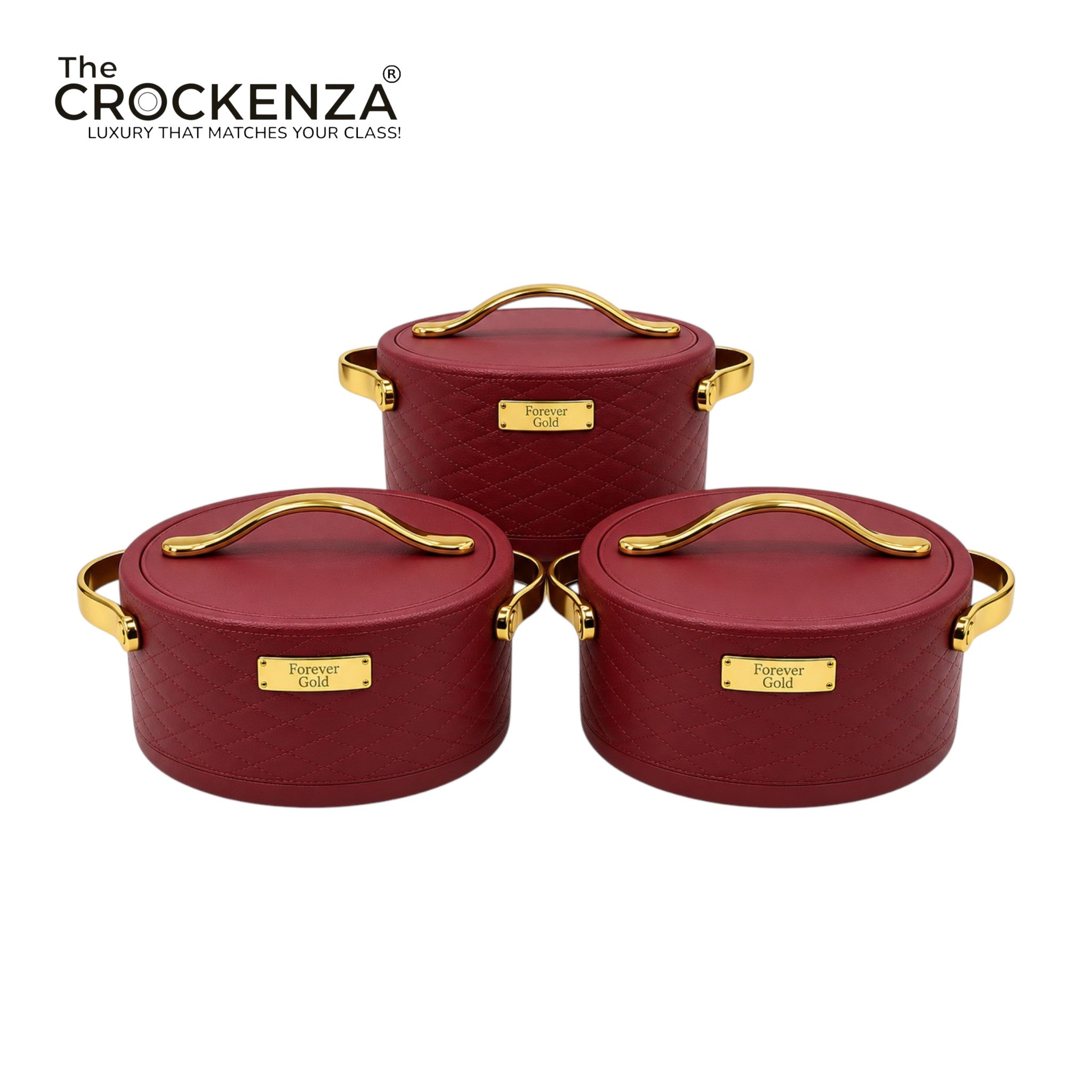 Forever Gold Imported Thermal Hotpot Set – Deep Maroon with Premium Gold Accents