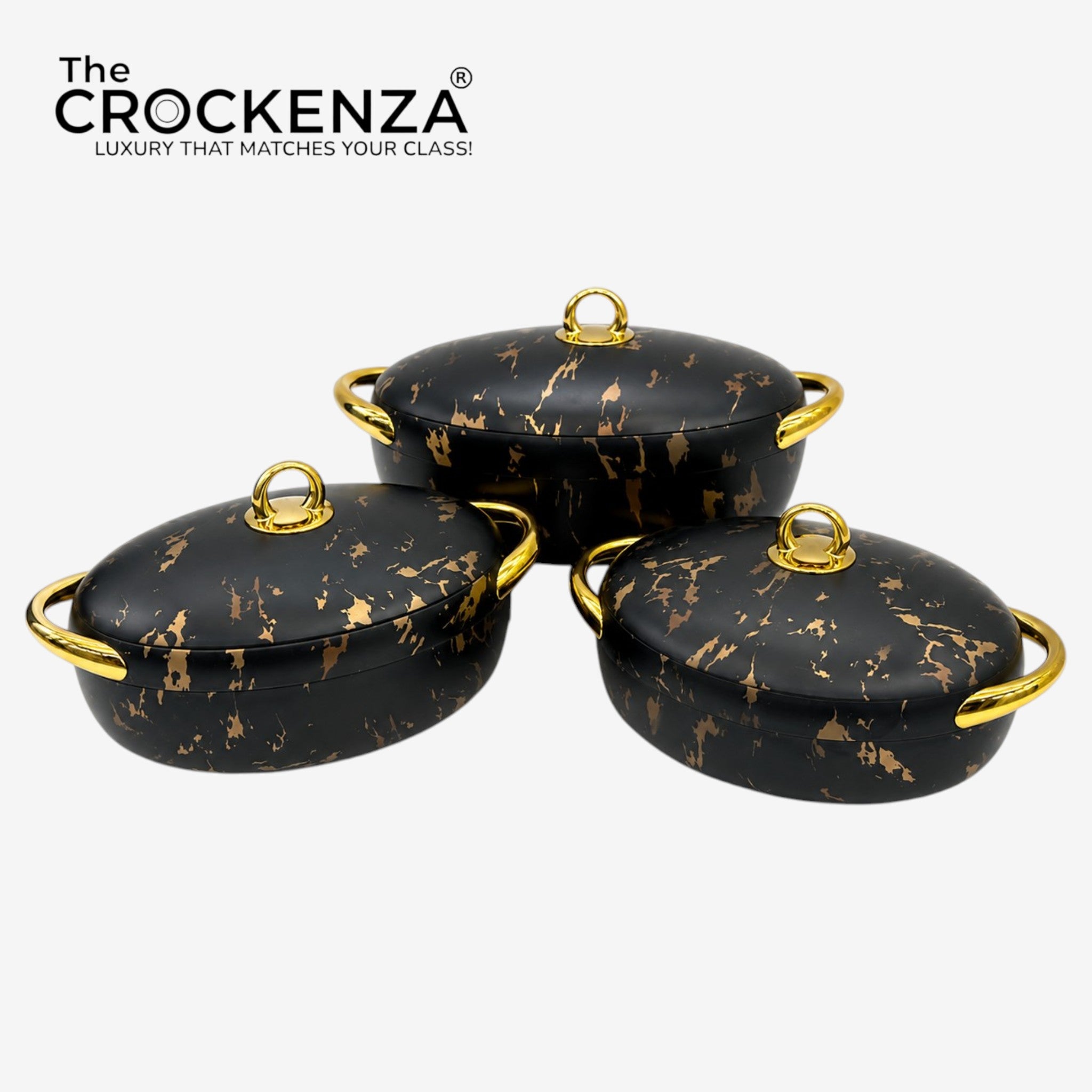Premium Black Marble Hot Pots – Keep Food Fresh & Warm in Style (2/2.5/3Ltrs)