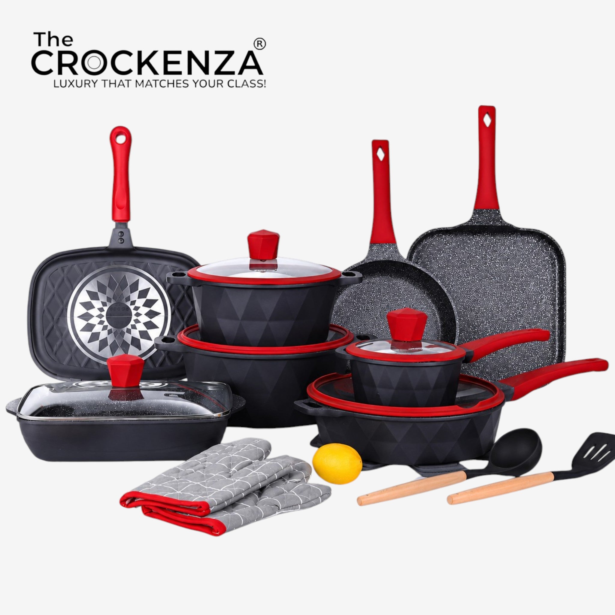 DONNOR ELEGANT 21-Piece Luxury Granite Cookware Set – Non-Stick Pots and Pans with Advanced Never-Stick Technology (PFOA-Free, Induction Ready)