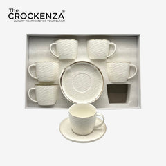 Luxury White 12-Piece Cup & Saucer Set – Elegant Premium Tea & Coffee Set
