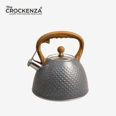 Luxury 3L Stainless Steel Whistling Tea Kettle | Wood-Grain Handle
