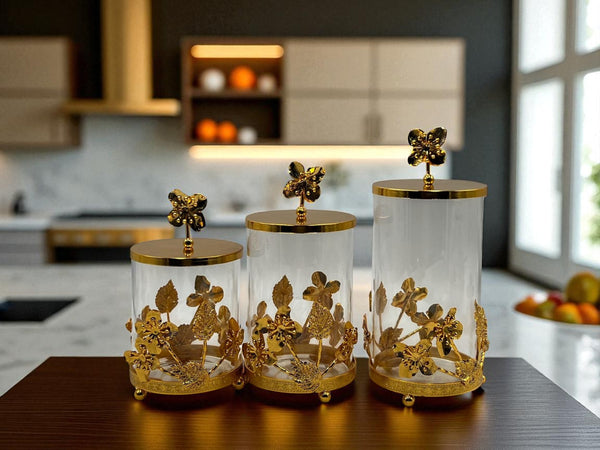 Elegant Gold Candy Jars (Set of 3) – Perfect for Gifting & Decor BA-19