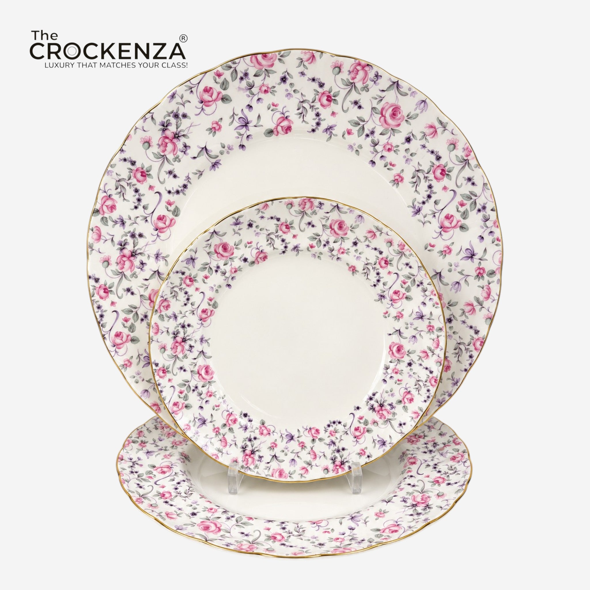 Royal Elegance Floral Plate Set – Inspired by Royal Albert 18 (Pcs)