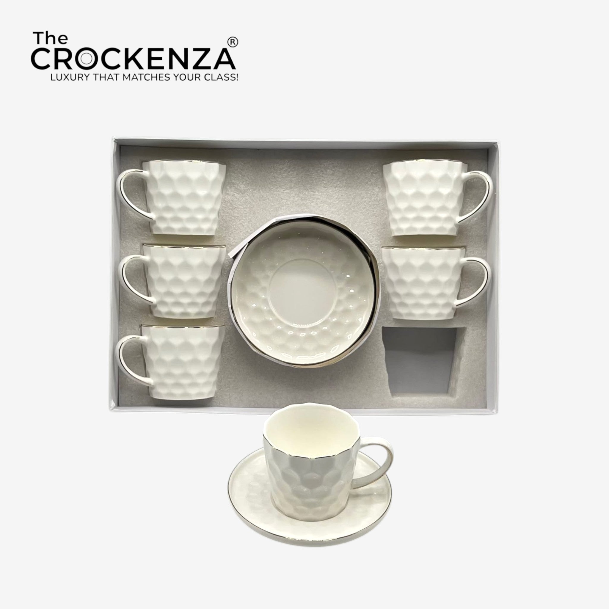 Luxury White 12-Piece Cup & Saucer Set – Elegant Premium Tea & Coffee Set