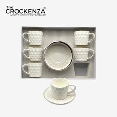 Luxury White 12-Piece Cup & Saucer Set – Elegant Premium Tea & Coffee Set
