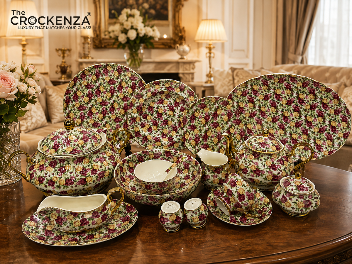 Imported Premium Royal Albert style 75 Pcs Dinner Set - 8 Person Serving