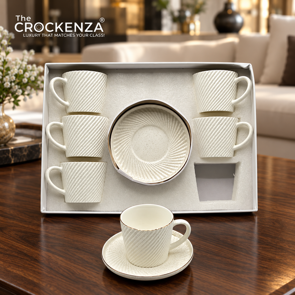 Imported Ceramic Cup & Saucer Set – Elegant Matte Finish