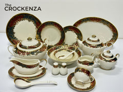 Royal Yamasen Japan-inspired Gold & Maroon Dinnerware Set | Luxury 75/103 Piece Collection for 8 & 12 Persons Serving