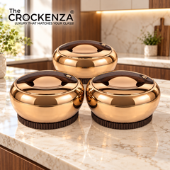 Imported Forever Gold Hotpot Set – Shine Copper with Dark Wooden Finish (4L, 5L & 6L)