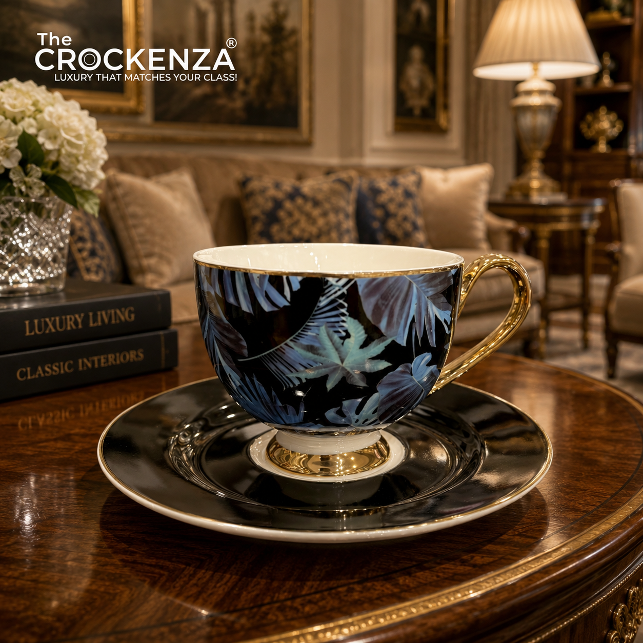 Johnson Bros Inspired 12-Piece Floral Cups & Saucers Set –Elegant for Home, Guests & Gifting