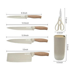 Professional 6-Piece Imported Knife Set with Fluted Minimalist Block