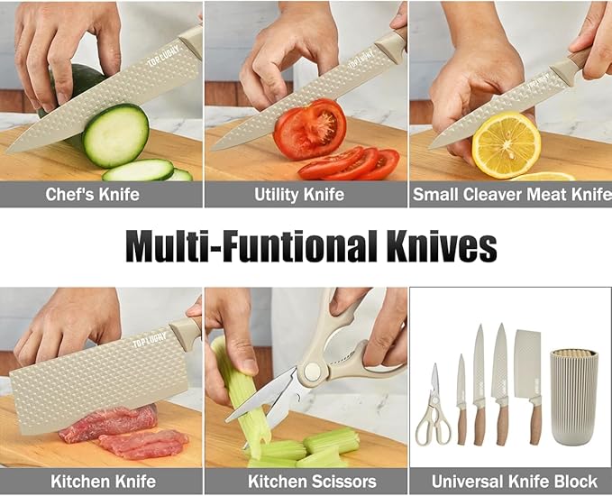 Professional 6-Piece Imported Knife Set with Fluted Minimalist Block