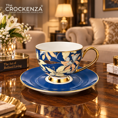 Johnson Bros Inspired Floral Cups & Saucers Set –Elegant for Home, Guests & Gifting (6 Cups & 6 Saucers)