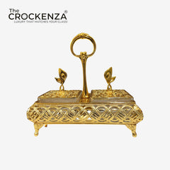 Luxury Gold 2-in-1 Partition Tray with Handle – Decorative Serving Masterpiece