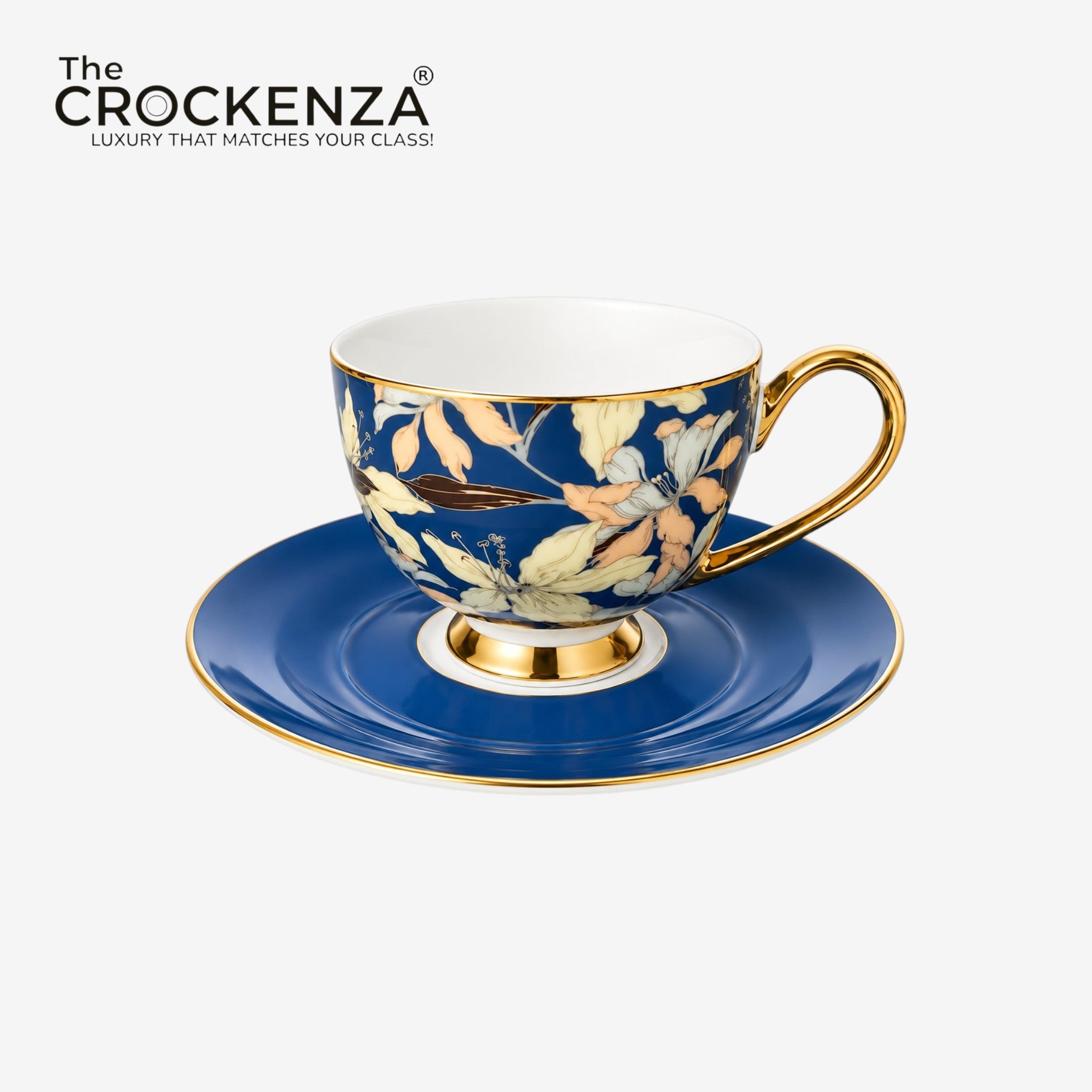 Johnson Bros Inspired Floral Cups & Saucers Set –Elegant for Home, Guests & Gifting (6 Cups & 6 Saucers)