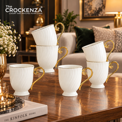 Imperial Thailand-Inspired 6-Piece Luxury Mug Set – White & Gold