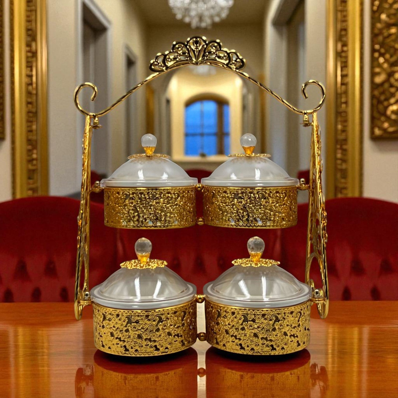 Golden Dry Fruit & Candy Tray – Elegant Serving & Gifting Choice