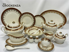 Yamasen Luxury Japanese-Inspired Red & Gold Floral Dining Set - Premium Gold-plated Dinnerware Collection