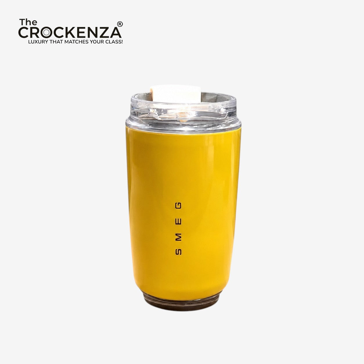 SMEG Style Premium Stainless Steel Travel Tumbler – Leak-Proof Coffee Cup with Clear Lid | Yellow 320ML