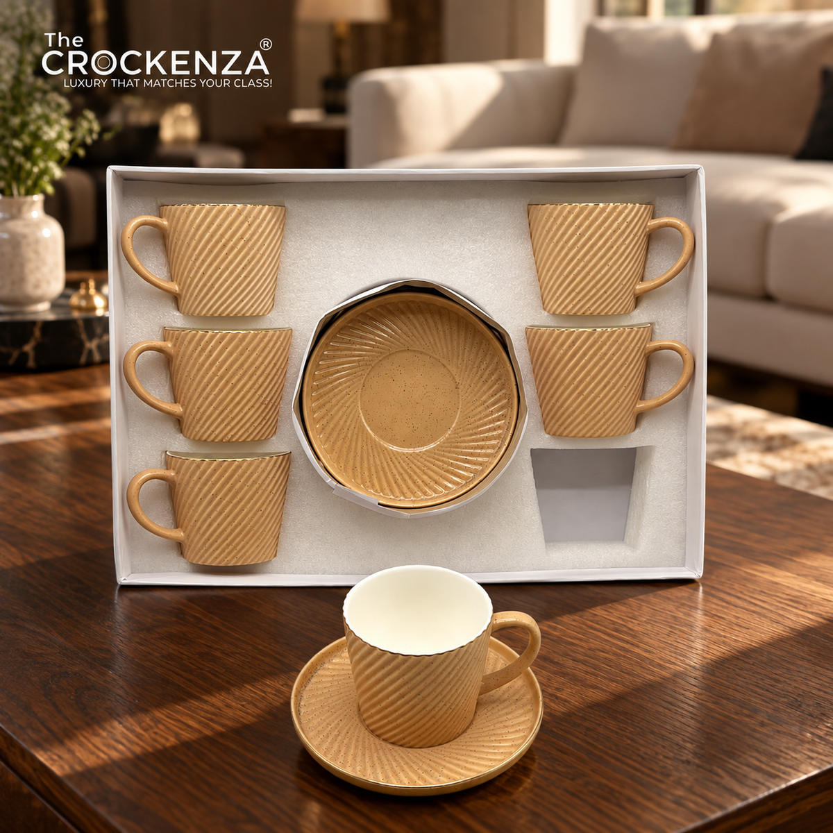 Imported Ceramic Cup & Saucer Set – Elegant Matte Finish