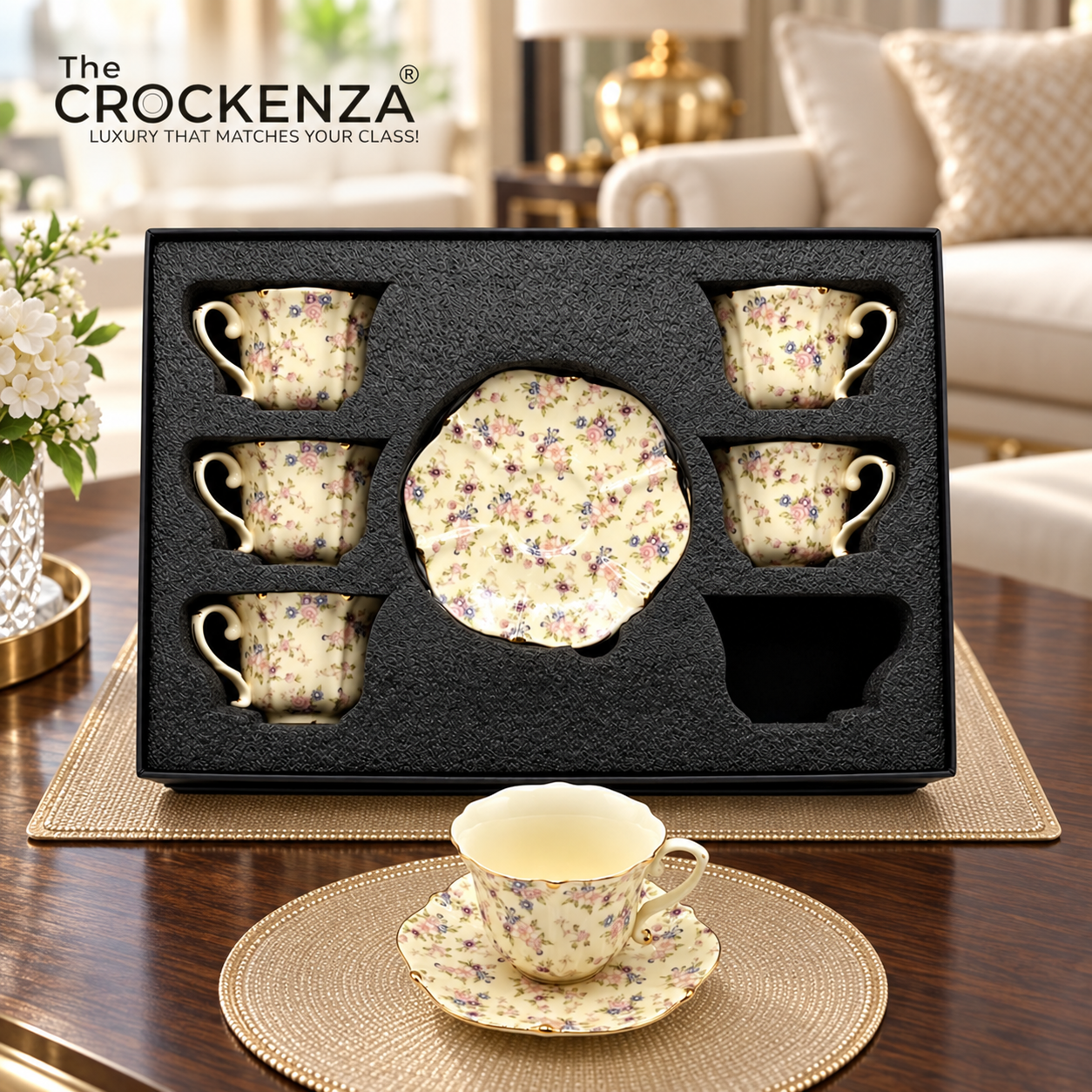 Luxury 12 Pcs Floral Cup & Saucer Set