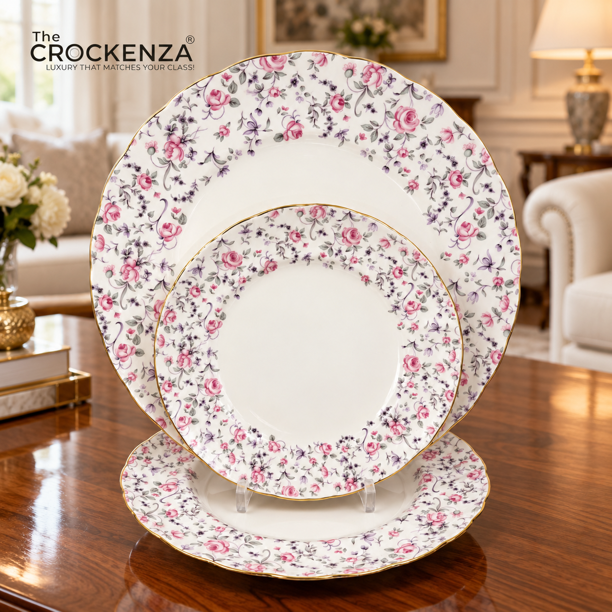 Royal Elegance Floral Plate Set – Inspired by Royal Albert 18 (Pcs)