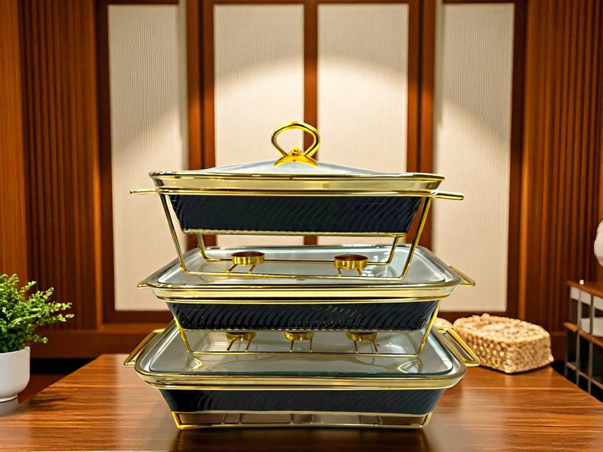 Luxury Imported Rectangle Porcelain Serving Dish – Lid & Side Handles for Easy Carry (Three Sizes)