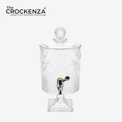 Luxury Crystal Glass Beverage Dispenser with Tap – 4.5L Diamond Cut Drink Dispenser