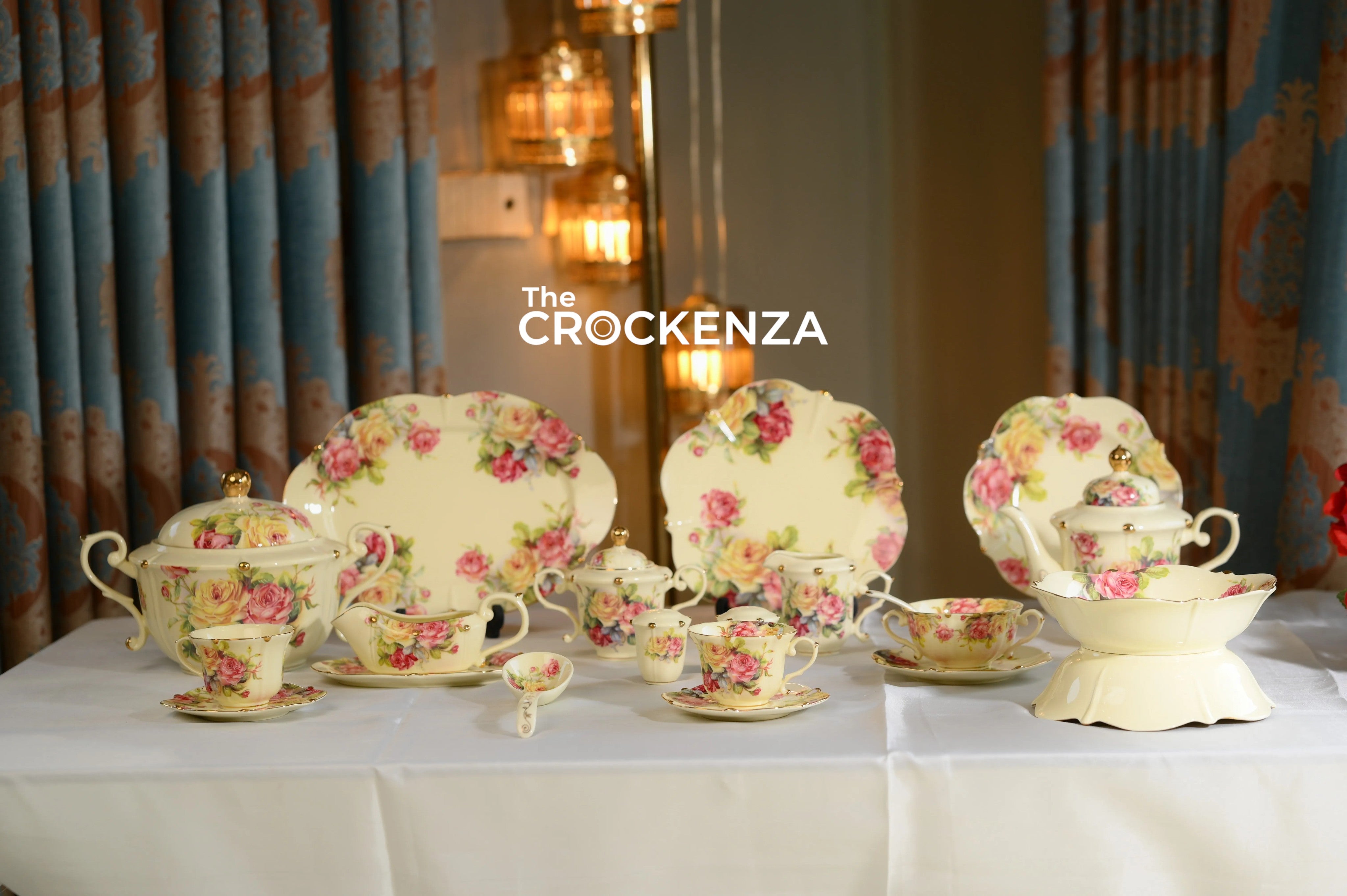 Imported Premium 75 Pcs Dinner Set for 8-persons Serving - Inspired by Royal Albert England