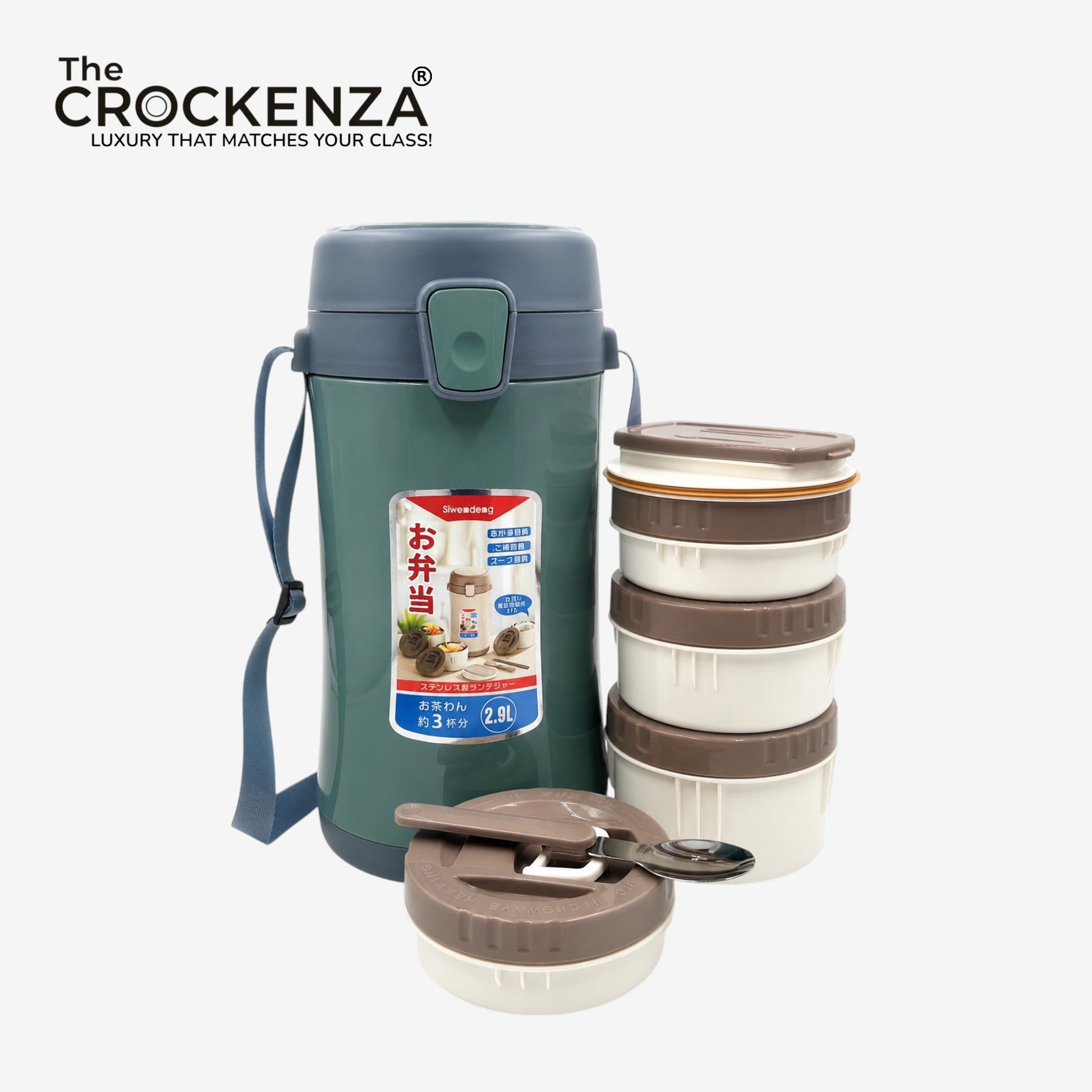 Premium 2.9L Insulated Lunch Box Set with 4 Food Containers & Carry Strap
