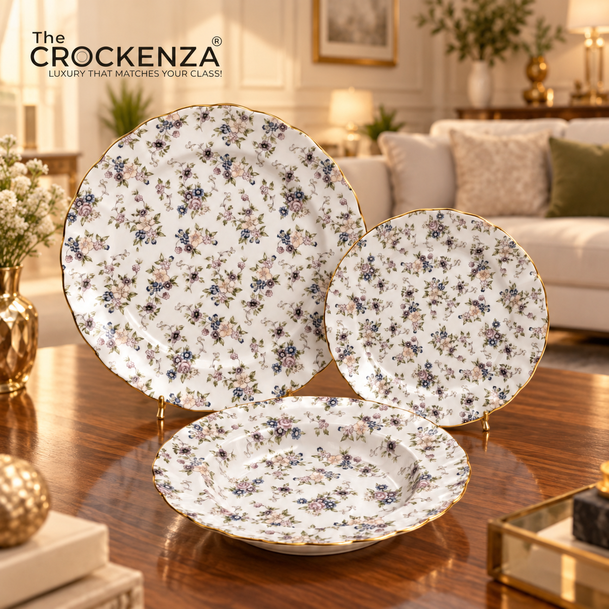 Royal Elegance Floral Plate Set – Inspired by Royal Albert 18 (Pcs)