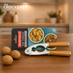 Premium Silver Walnut Cracker with Wooden Handles – Heavy-Duty Nutcracker & Shell Opener