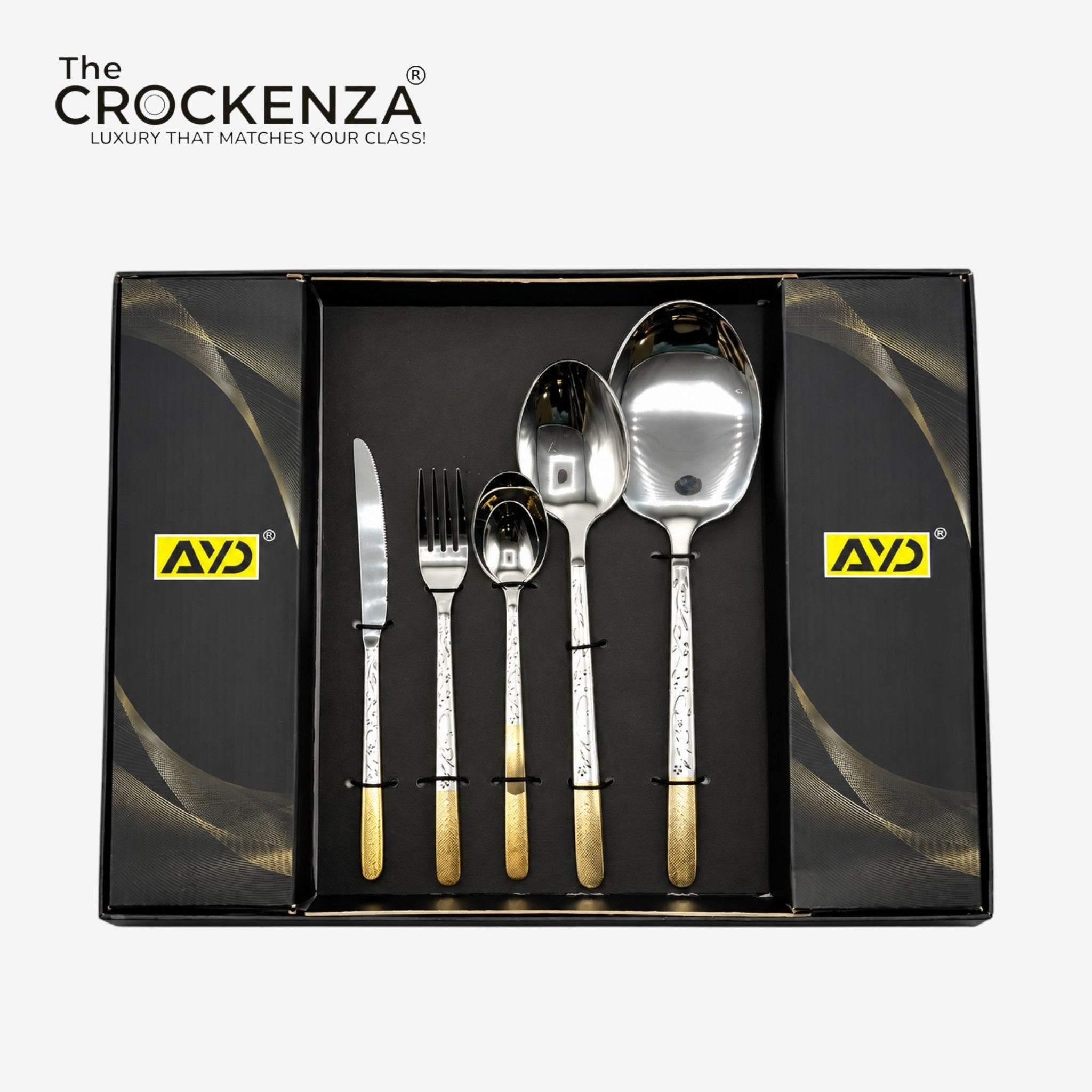AYD 52-Piece Luxury Stainless Steel Cutlery Set – Silver & Gold