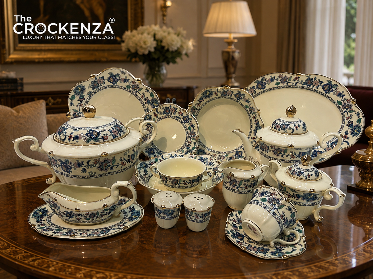 Royal Albert-Style 8-Person Vintage Floral Bone China Dinner Set