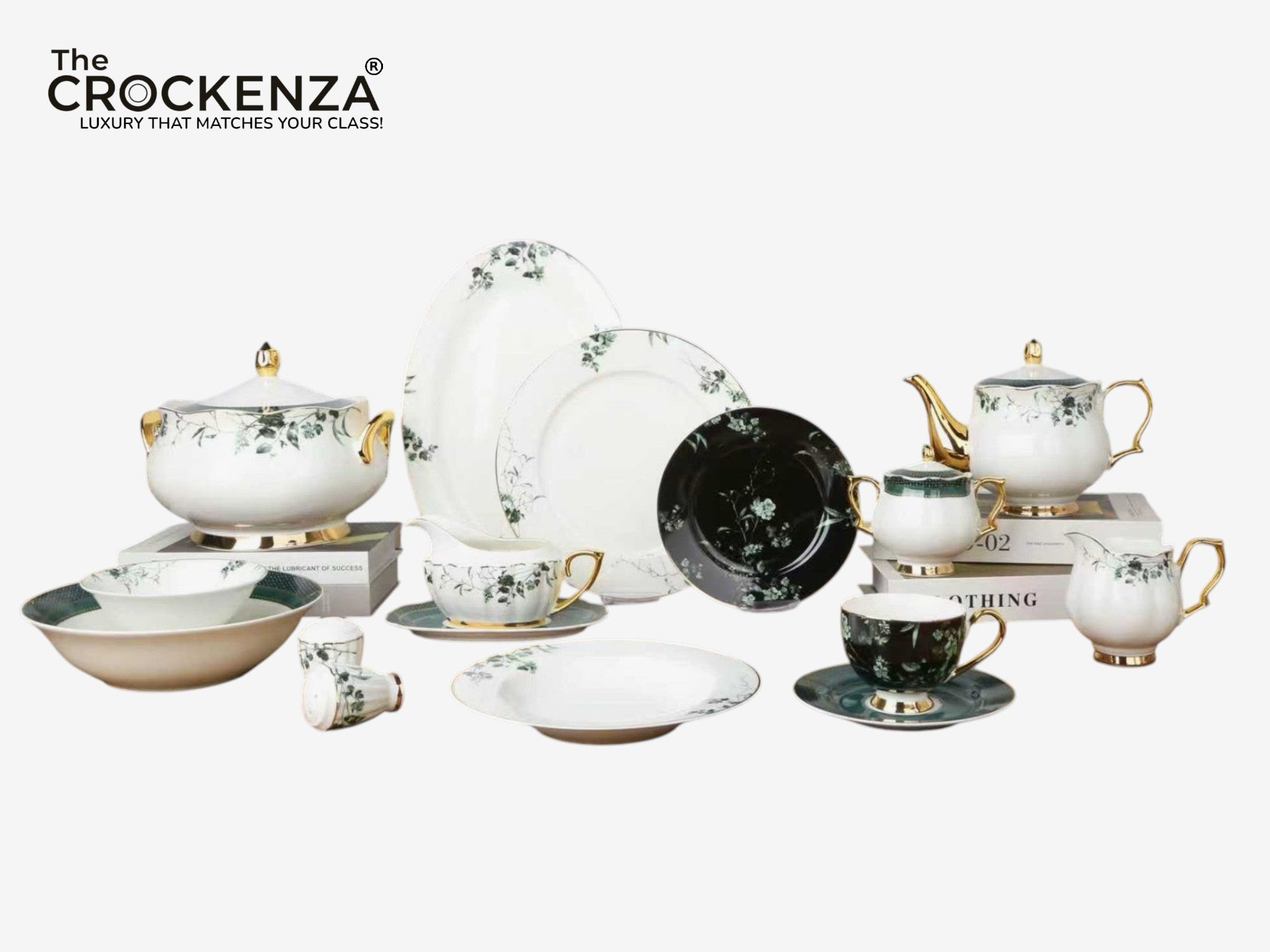 Johnson Bros Inspired Luxury Dinner Set | Vintage Botanical Bone China Tableware Set with Gold Trim