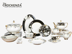 Noir Blossom Royal Bone China Dinner Set - Johnson Bros Inspired | 65 and 89 Piece Serving
