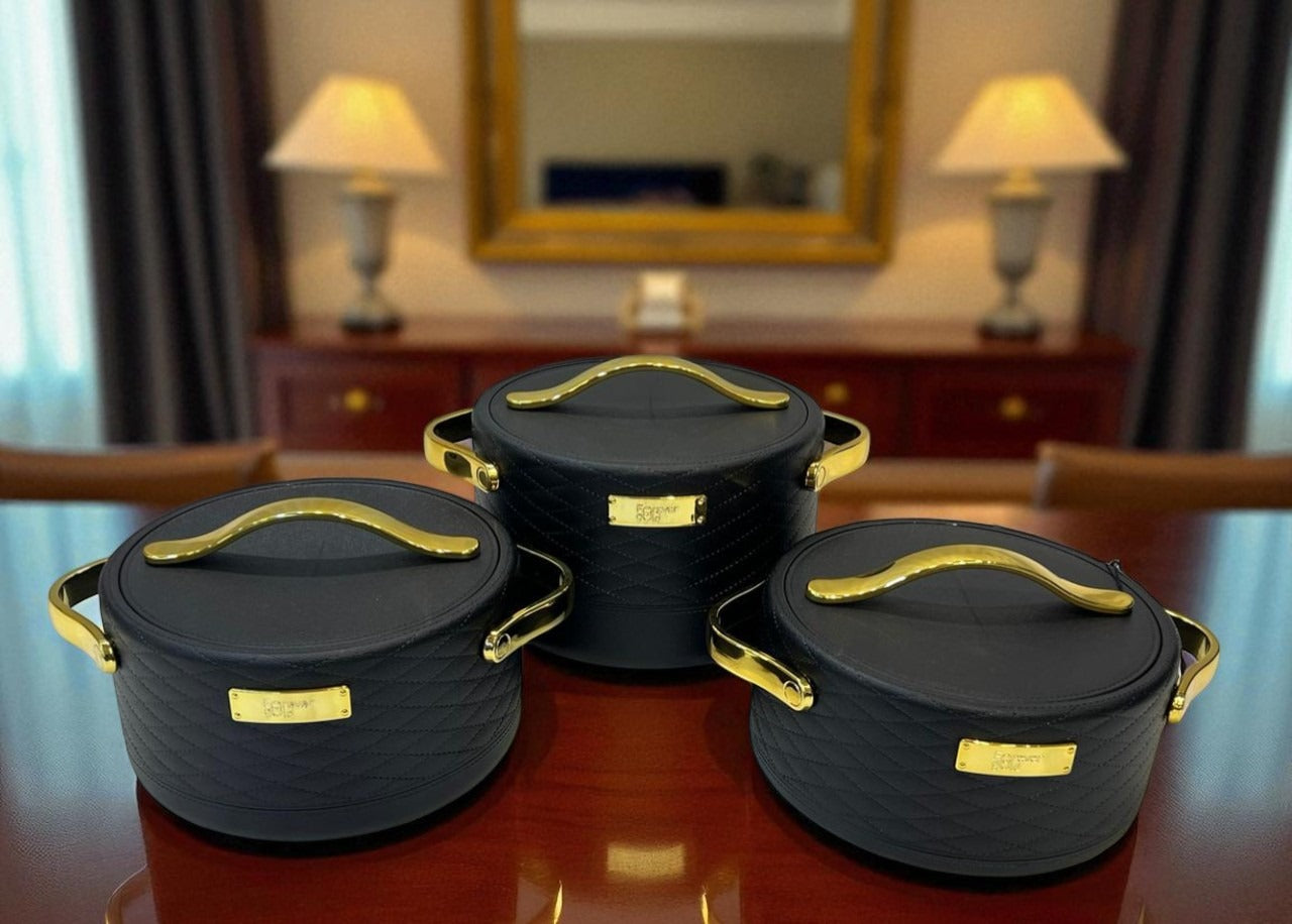 Forever Gold Imported Thermal Hotpot Set – Deep Black with Premium Gold Accents