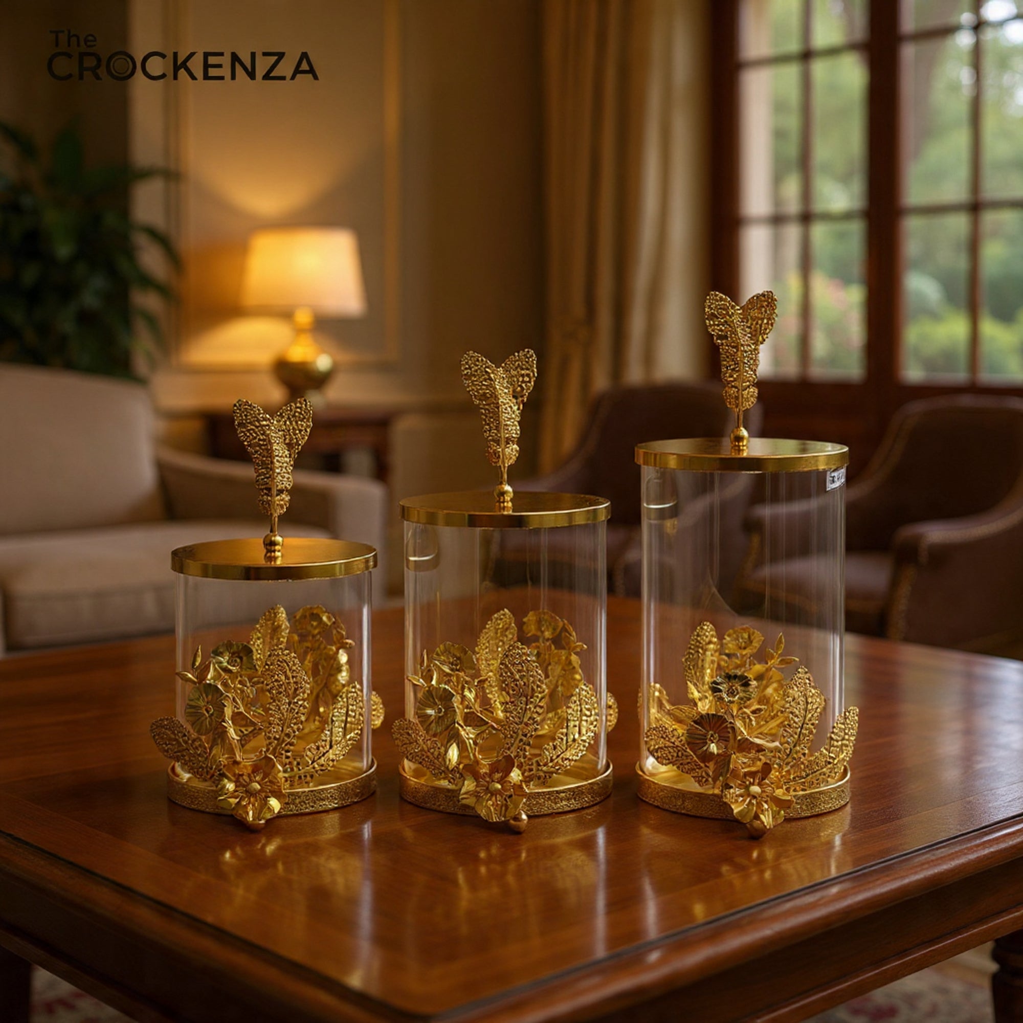 Elegant Gold Candy Jars (Set of 3) – Perfect for Gifting & Décor BA-18