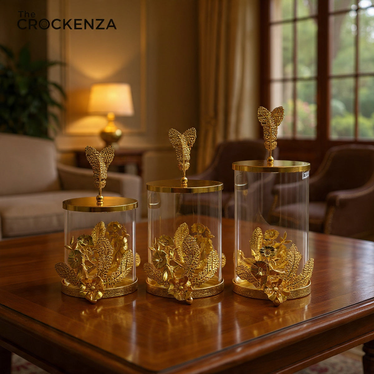 Elegant Gold Candy Jars (Set of 3) – Perfect for Gifting & Décor BA-18