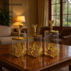 Elegant Gold Candy Jars (Set of 3) – Perfect for Gifting & Décor BA-18