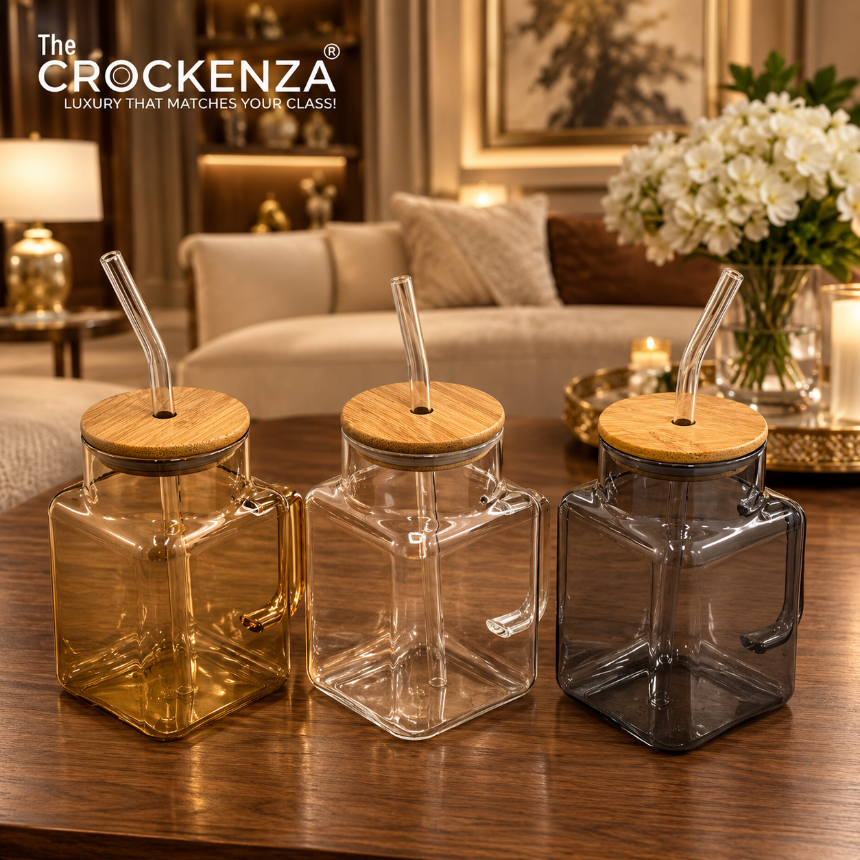 Luxury Glass Sipper with Bamboo Lid & Reusable Glass Straw