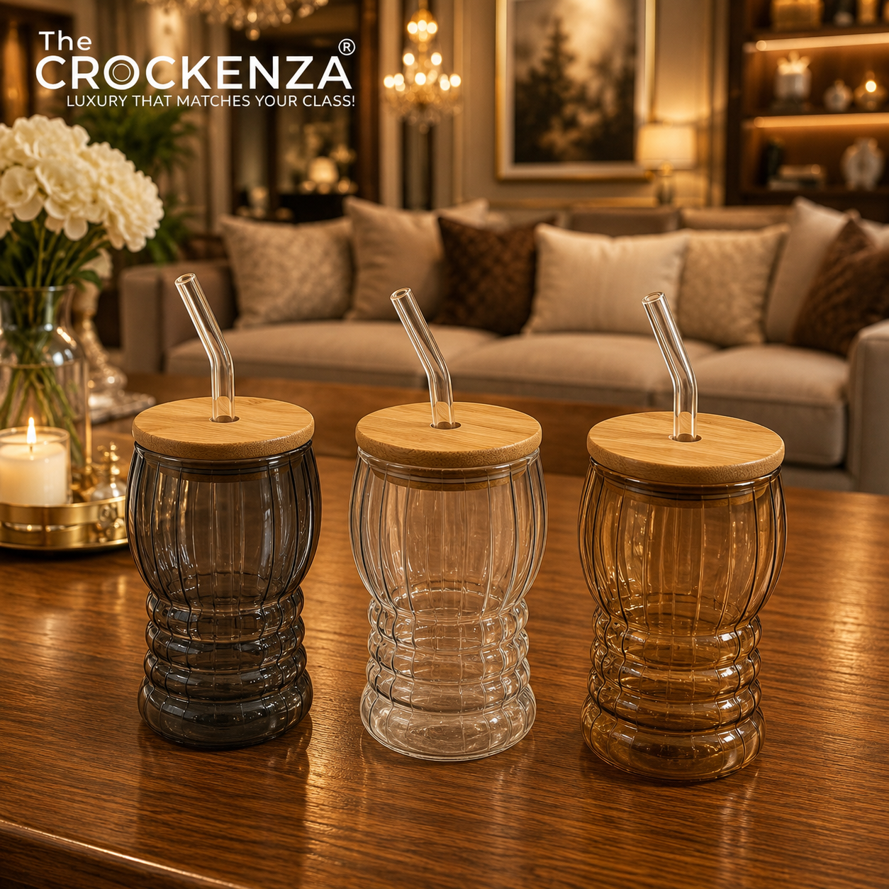 Luxury Glass Sipper with Bamboo Lid & Reusable Glass Straw